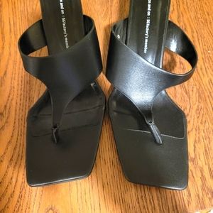 Black Asymmetrical Square Sandals